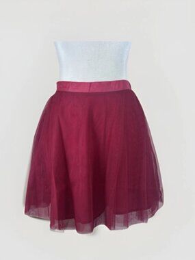 Tulip B Burgundy Wine Tulle Skirt Size Small Mesh Overlay Mini NWT